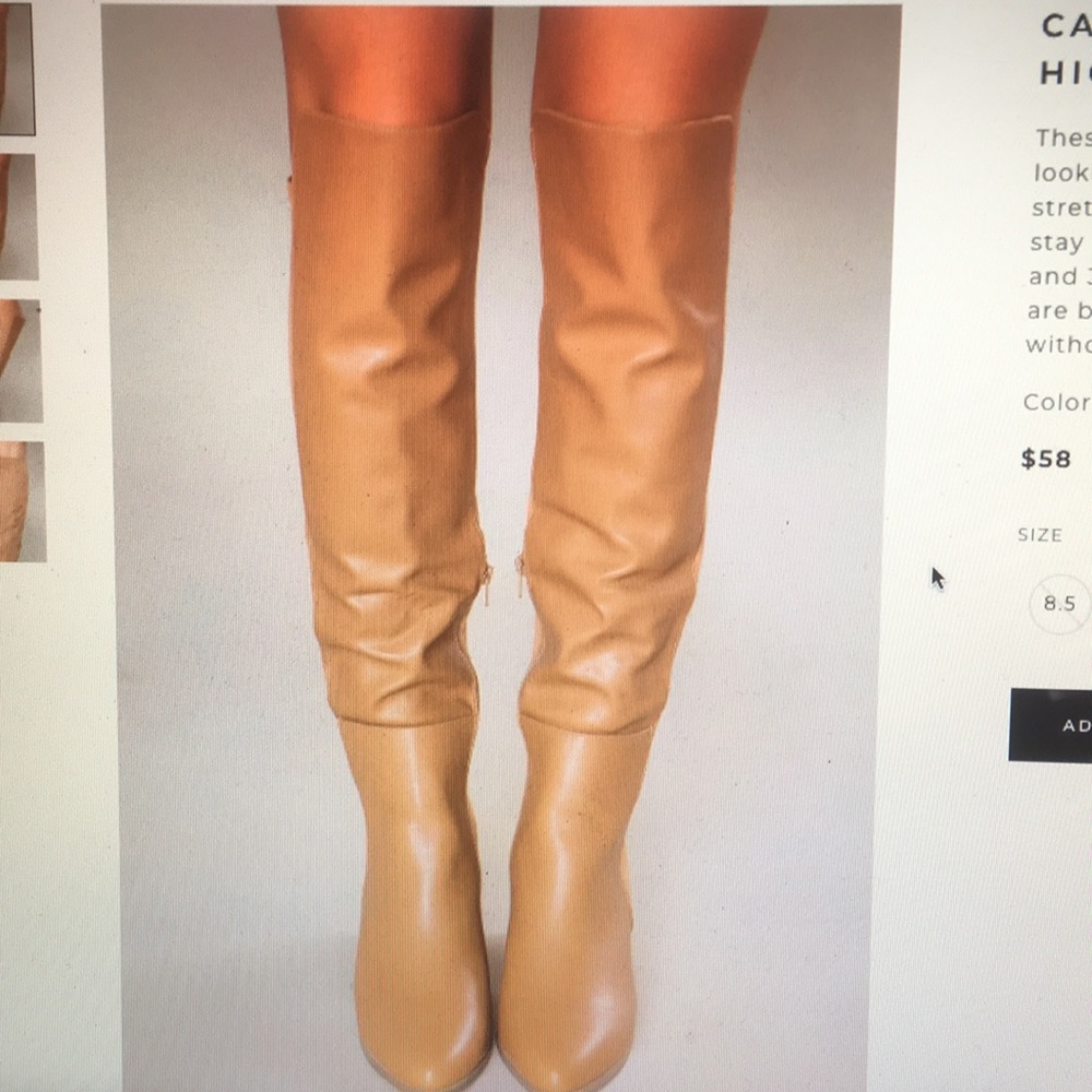 Worn once over the knee tan boots